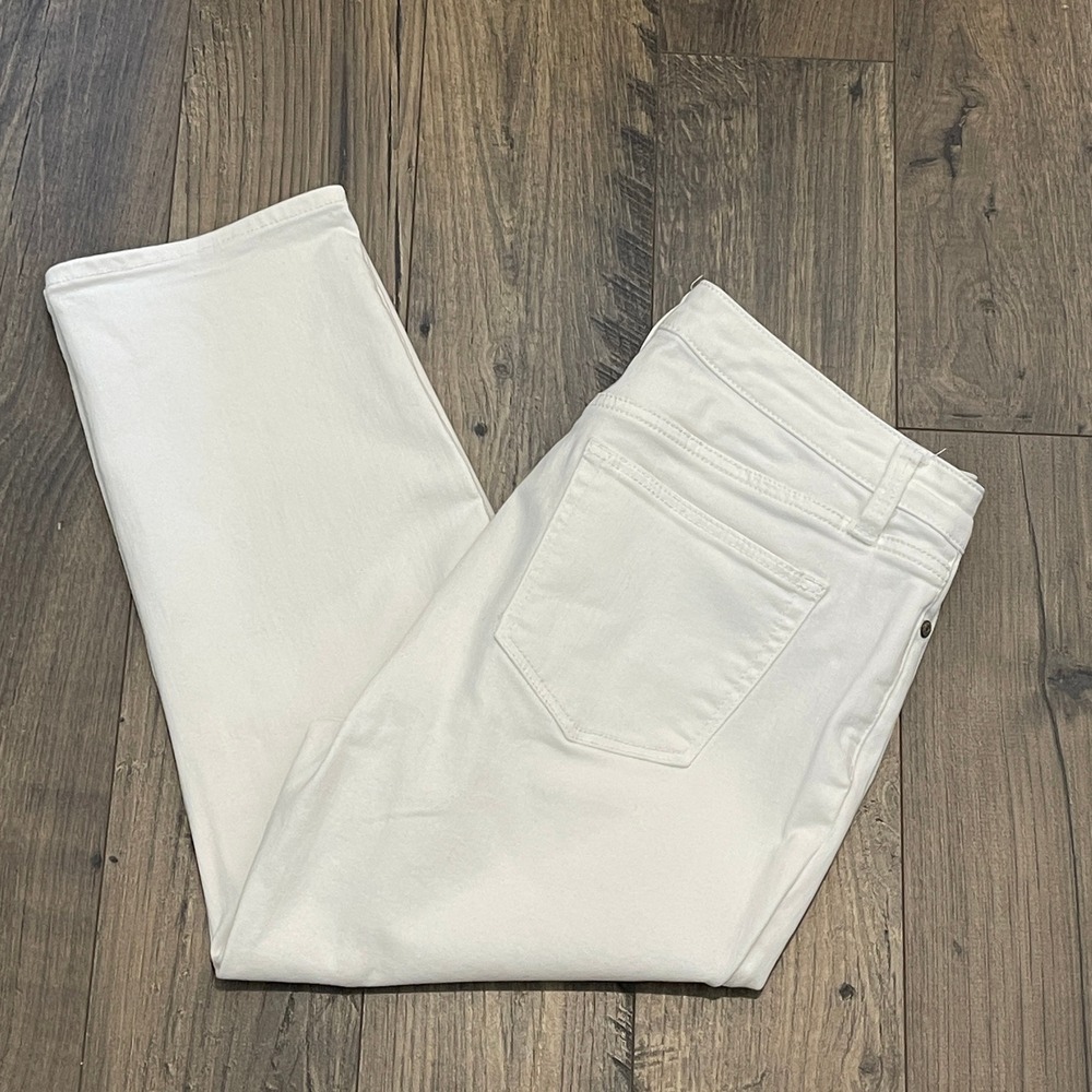Talbots White Straight Crop Pants Womens 8P Stretch Denim Mid Rise 5-Pocket